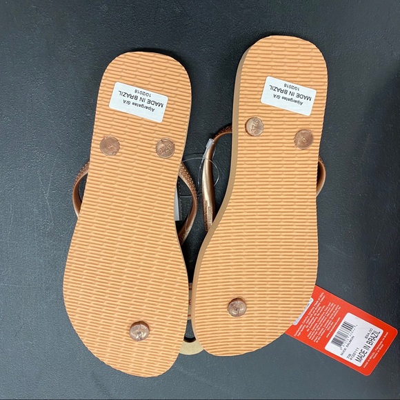 Havaianas Slim Rose Gold Butterfly Flip Flops - Picture 4 of 5